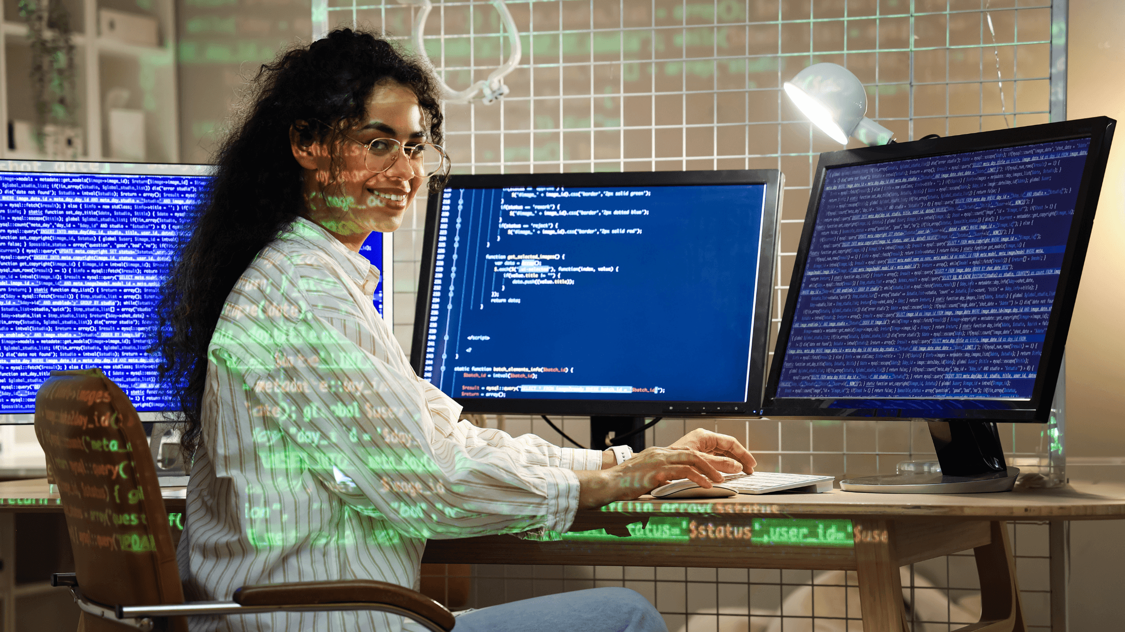 Une femme devant son PC